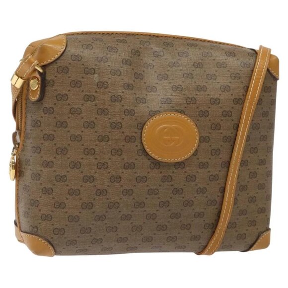 GUCCI Micro GG Supreme Shoulder Bag PVC Beige Gold - Picture 1 of 16